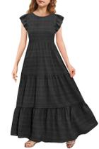 Vestido MITILLY para meninas, manga esvoaçante, linha A, 10 anos, preto