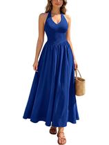 Vestido Miusol Summer com gola alta, sem mangas, sem encosto, azul