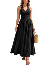 Vestido Miusol Summer com gola alta, sem mangas, sem encosto, preto