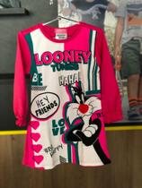 Vestido ml lonney tunes tam:06 cor pink/esmeralda