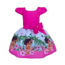 Vestido Moana Baby Rosa Pink Temático Infantil Festa Laço