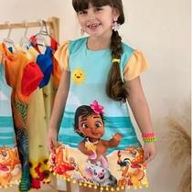 Vestido Moana Praia Encantada Com Estampa Tropical