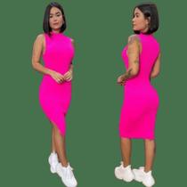 Vestido Moda Canelado Midi Feminino Festas Casamento Civil Madrinha Lançamento Verão Vestido Moda Canelado Midi Feminino Festas Casamento Civil Madrinha Lançamento Verão