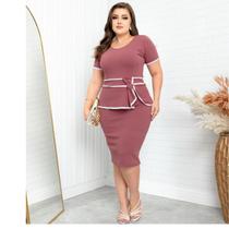 Vestido Moda Evangélica Azul Plus Size Executivo Festividades Barato Oferta