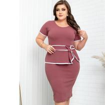 Vestido Moda Evangélica Azul Plus Size Executivo Festividades Barato Oferta