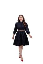 Vestido Moda Evangélica Midi Viscolinho Outono Inverno Cor:PretoTamanho:P