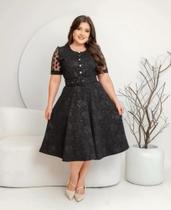 Vestido Moda Evangélica Social Cinto Midi Rodado Godê Prinçesa Manga Curta