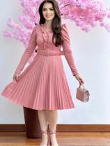 Vestido Moda Evangelica Social Manga Longa Inverno Feminino Rodado Liso + Cinto Incluso Culto Festividade Dias Dos Namor Vestido Moda Evangelica Social Manga Longa Inverno Feminino Rodado Liso + Cinto Incluso Culto Festividade Dias Dos Namor