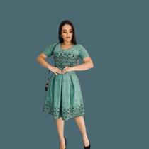 Vestido Moda Evangelica Social Rodado Tulé Rodado Feminino Liso Atacado Oferta