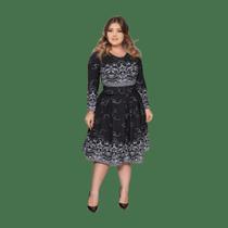 Vestido Moda Evangelico Social Rodado com Cinto Manga 7/8 Feminino Oferta