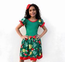 Vestido Moda Infantil Natal Natalino Verde Mini Diva-Ana Fantasias