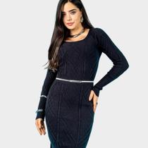 Vestido Modal Feminino Feito em Trico Tecido em Canelado