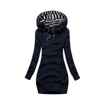 Vestido Moletom De Manga Longa Em Cor Sólida Com Cordão Ajustável E Corte Slim