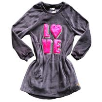 Vestido Moletom Infantil De Manga Longa Camurça Olyns