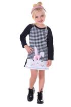 Vestido Moletom Menina Xadrez Coelha Preto Vestido Moletom Menina Xadrez Coelha Preto