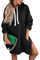 Vestido Moletom Oversized PRETTYGARDEN 2025 Outono Preto M