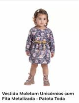 Vestido Moleton Unicórnio Infantil Vestido Moleton Unicórnio Infantil