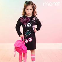 Vestido Momi Manga Longa Preto Panda Puro Algodão