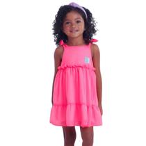 Vestido Mon Sucré Infantil Jardim Tropical Neon Verão