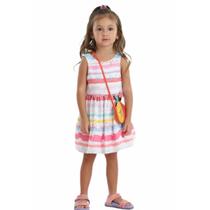 Vestido Mon Sucré Infantil Orange Peach com Bolsa Verão