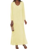 Vestido Mother of the Bride, Clothfun, comprimento do chão, chiffon, amarelo Vestido Mother of the Bride, Clothfun, comprimento do chão, chiffon, amarelo