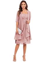 Vestido Mother of the Bride Homiily Dusty Rose com jaqueta tamanho 10