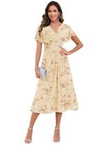 Vestido Mother of The Bride petyoo, comprimento do chá, chiffon, tamanho 12