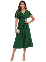 Vestido Mother of The Bride petyoo, comprimento do chá, verde chiffon Vestido Mother of The Bride petyoo, comprimento do chá, verde chiffon