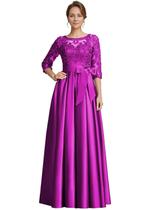 Vestido Mother of The Bride raomiao Lace Satin Fuchsia Plus Size Vestido Mother of The Bride raomiao Lace Satin Fuchsia Plus Size