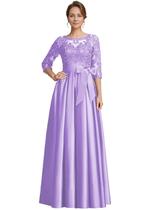 Vestido Mother of The Bride raomiao Long Satin Lace Lilás Vestido Mother of The Bride raomiao Long Satin Lace Lilás