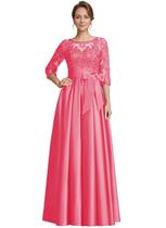 Vestido Mother of the Broom raomiao Satin Lace A Line Watermelon