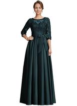 Vestido Mother of the Broom raomiao Satin Lace Teal A Line Vestido Mother of the Broom raomiao Satin Lace Teal A Line