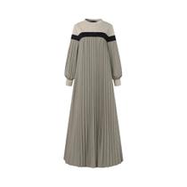 Vestido Muçulmano Longo Elegante Para Mulheres, Outono, Com Mangas Lanternas E Pregas, Abaya Dubai