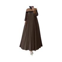 Vestido Muçulmano Longo Elegante Para Mulheres, Outono, Com Mangas Lanternas E Pregas, Abaya Dubai Vestido Muçulmano Longo Elegante Para Mulheres, Outono, Com Mangas Lanternas E Pregas, Abaya Dubai