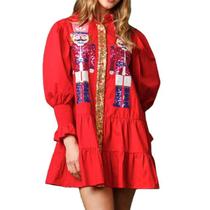 Vestido Muineobuka de Natal com estampa de quebra-nozes com estampa de quebra-nozes