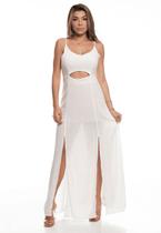 Vestido Mulher Longo Fendas Frontais Elegante Pink Feminino Alça Verão 2021