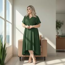 Vestido Mullet Lastex na Cintura Moda Evangélica Feminina