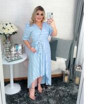 Vestido Mullet Longo Plus Size EG Azul Piscina - Sales Store