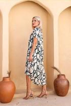 Vestido Mullet Moda Plus Size Moda Feminina Bolso Max Manga Curta 38 a 52 Estampa Geometrica Moda Verão Lançamento Feminino Lindo