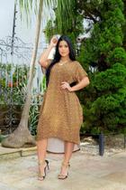 Vestido Mullet Moda Plus Size Moda Feminina Bolso Max Manga Curta 38 a 52 Estampa Geometrica Moda Verão Lançamento Feminino Lindo