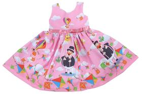 Vestido Mundo Bita pipas rosa infantil