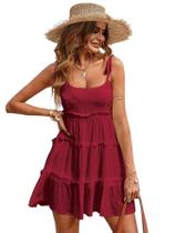 Vestido Narecte Summer Cami Beach Boho Wedding Guest Borgonha