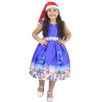 Vestido Natal Infantil Papai Noel Menina Bebê Acompanha o Gorro