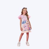 Vestido Neoprene Manga Curta Unicórnio Infantil Menina Mundo Cinti 12519 Rosa Vestido Neoprene Manga Curta Unicórnio Infantil Menina Mundo Cinti 12519 Rosa