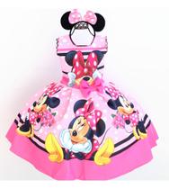 Vestido Nfantilminnie Rosa Regata Luxo E Tiara Orelha Vestido Nfantilminnie Rosa Regata Luxo E Tiara Orelha