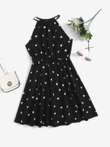 Vestido no tom preto estampado