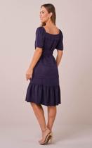 Vestido no Viscolinho com Pregas Deitadas Analia - Tata Martello COR:AZUL MARINHOTAMANHO:G