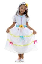 Vestido Noiva Caipira Infantil Junina Quadrilha + Tiara Véu Vestido Noiva Caipira Infantil Junina Quadrilha + Tiara Véu