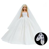 Vestido Noiva Luxo Barbie + 1 Véu + 1 Par sapatos Cristal