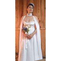 Vestido noiva medieval luxuoso branco renascentista casamento celta